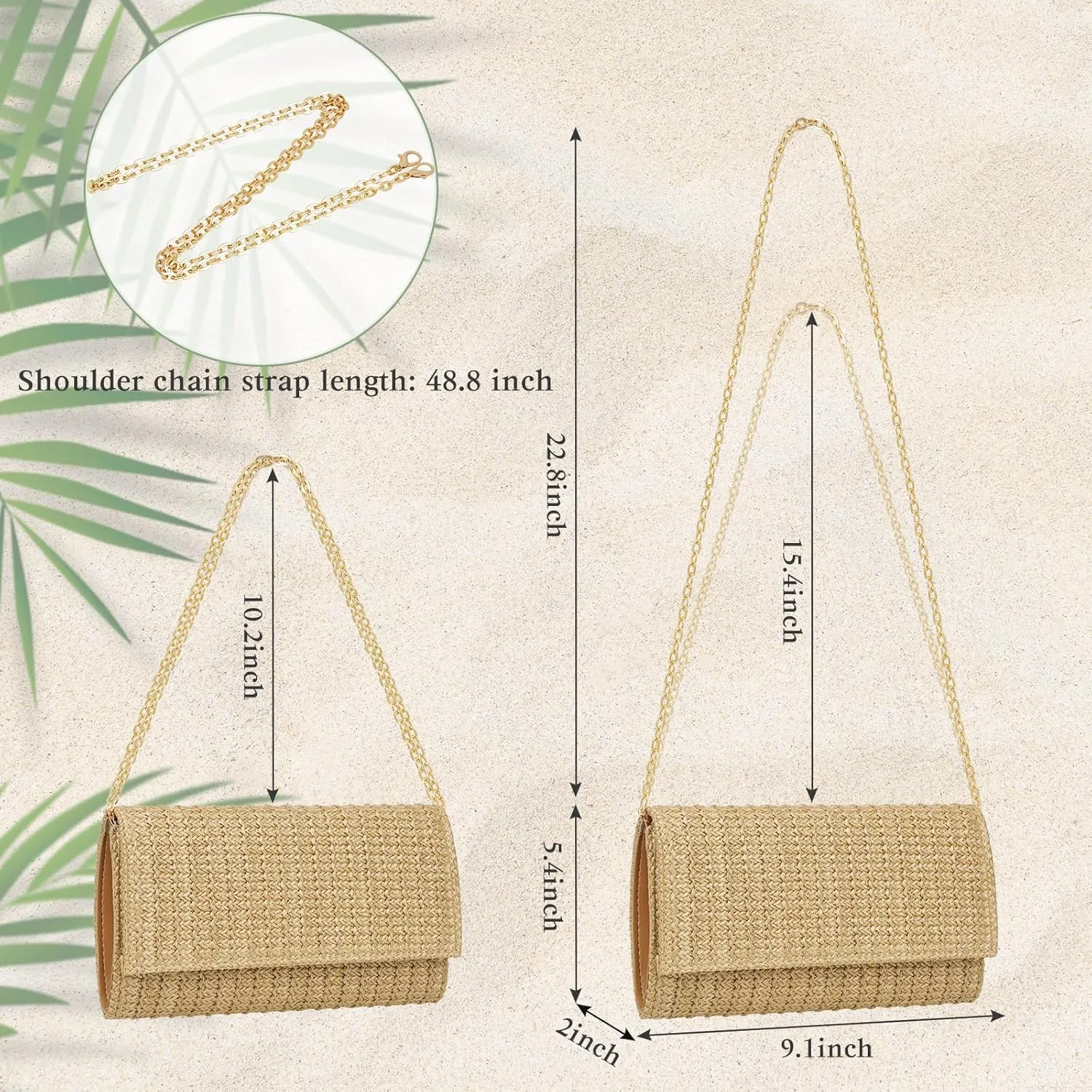 Kseymeir Straw Clutch Purse Shoulder Crossbody Bag Envelope Purse Raffia Handbag for Summer Beach Travel Trendy