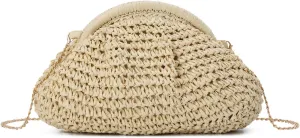 KUANG! Clutch Handbag for Women Woven Straw Dumpling Bag Summer Beach Clutch Crossbody Purses