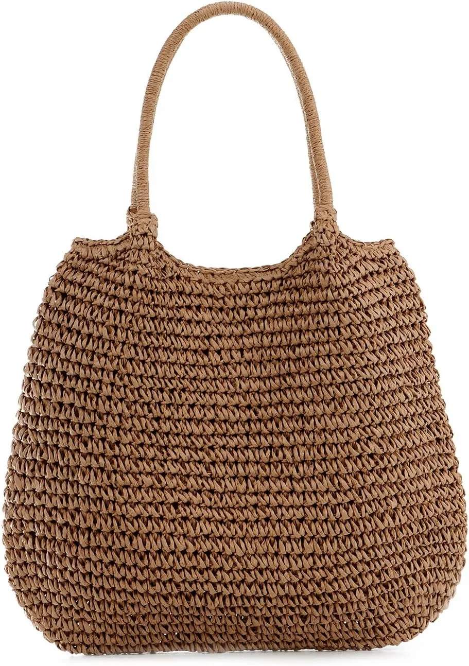 KUANG! Large Straw Beach Bag for women Woven Straw Tote Bag Summer Handbag Shoulder Bag for Women