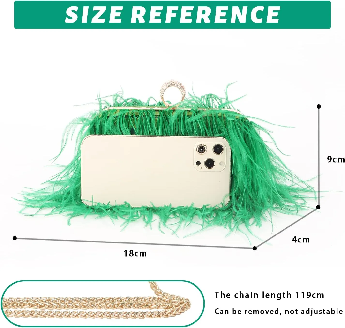 KUANG! Real Natural Ostrich Feather Clutch Evening Bag Fashion Handbag Purse for Banquet Party