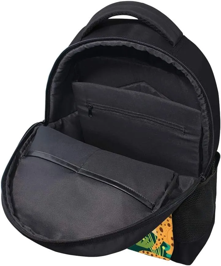 Kuizee Backpack Daypack Tropical Bird Tiger Monkey Jungle Exotic Animals Casual Bags Durable Polyester College School Travel 11×16Inch