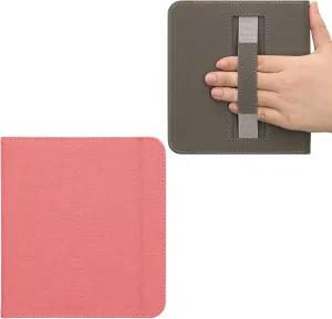kwmobile eReader case Compatible with Kobo Libra Colour - Protective Canvas with Hand Strap Attached - Pink