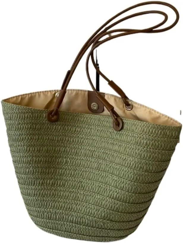 Large capacity Bag Colorful and Simple Straw Bucket - shaped Handbag: Enjoy Leisurely Outing Time Ladies shoulder Bag