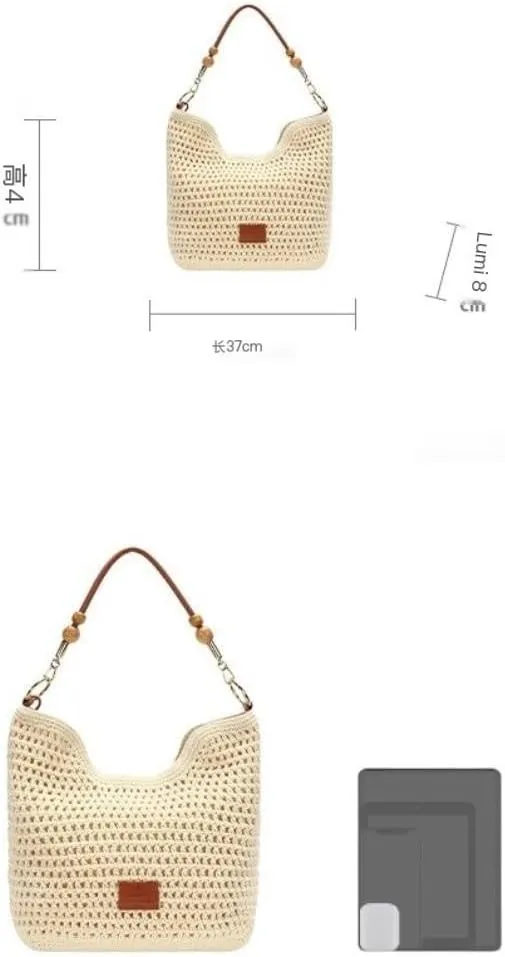 Large capacity Bag Simple and Stylish Straw Half - moon Handbag: Deduce an Elegant Style for Outings Ladies shoulder Bag
