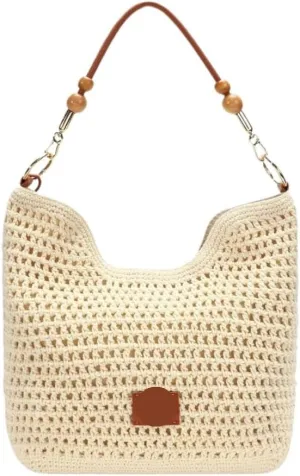 Large capacity Bag Simple and Stylish Straw Half - moon Handbag: Deduce an Elegant Style for Outings Ladies shoulder Bag