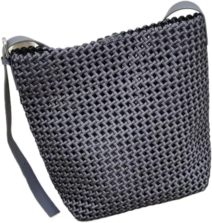 Large capacity Bag Small Woven Messenger Bag Holiday Style Handheld Shoulder Bag Handmade Straw Bag Women Ladies shoulder Bag(Gray)