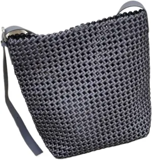 Large capacity Bag Small Woven Messenger Bag Holiday Style Handheld Shoulder Bag Handmade Straw Bag Women Ladies shoulder Bag(Gray)