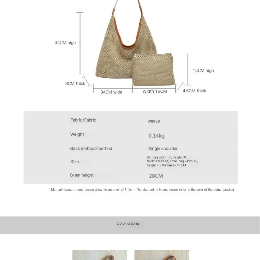 Large capacity Bag Stylish Irregular - shaped Straw Handbag with Leather Trim: Lead the Trend Ladies shoulder Bag