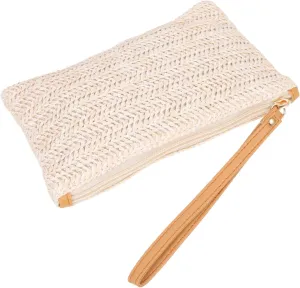 Large Capacity Straw Hand Woven Coin Purse for Women Stylish Change Bag with Card Slots for Cute Small Coin Purse for Everyday Use
