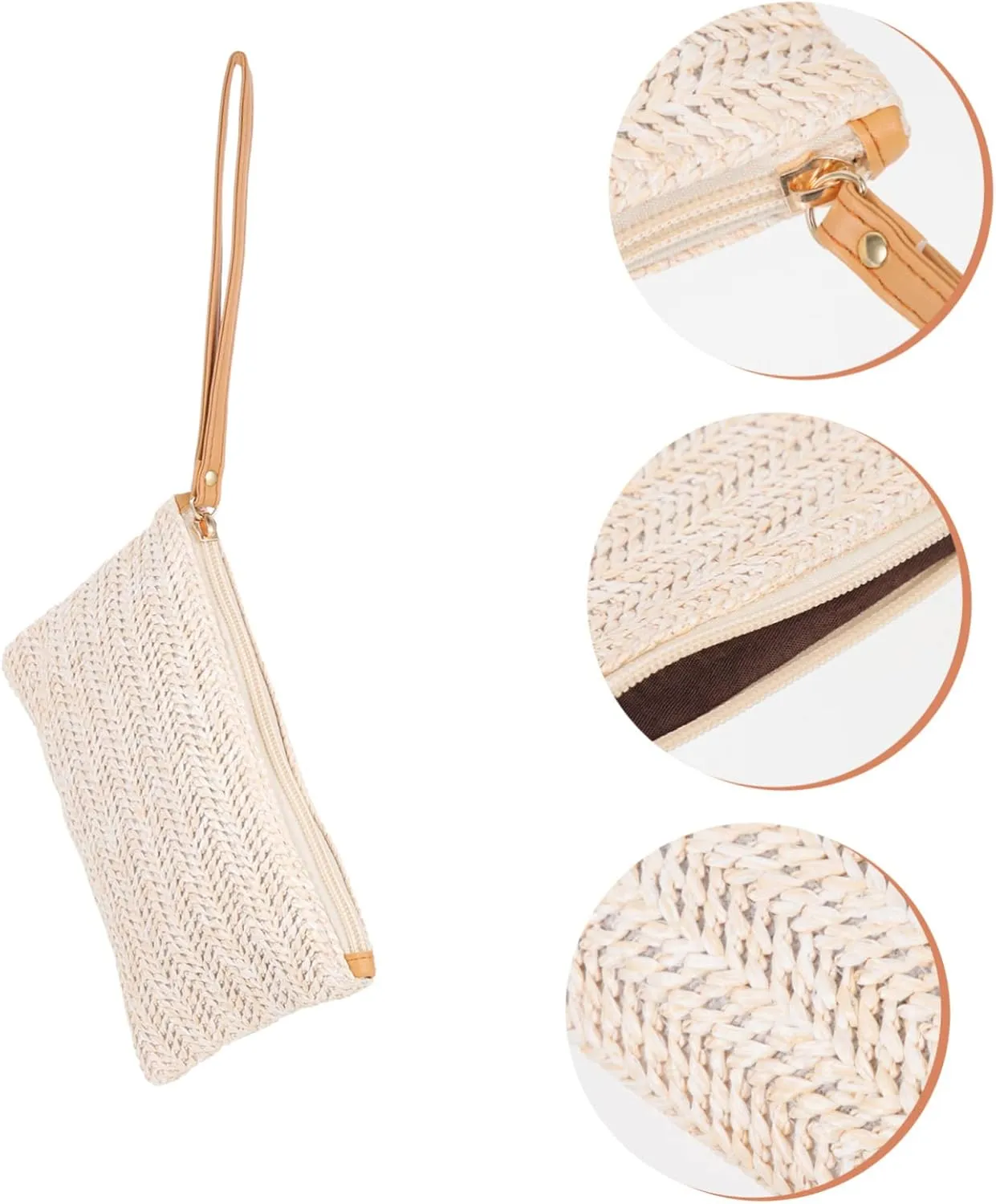 Large Capacity Straw Hand Woven Coin Purse for Women Stylish Change Bag with Card Slots for Cute Small Coin Purse for Everyday Use