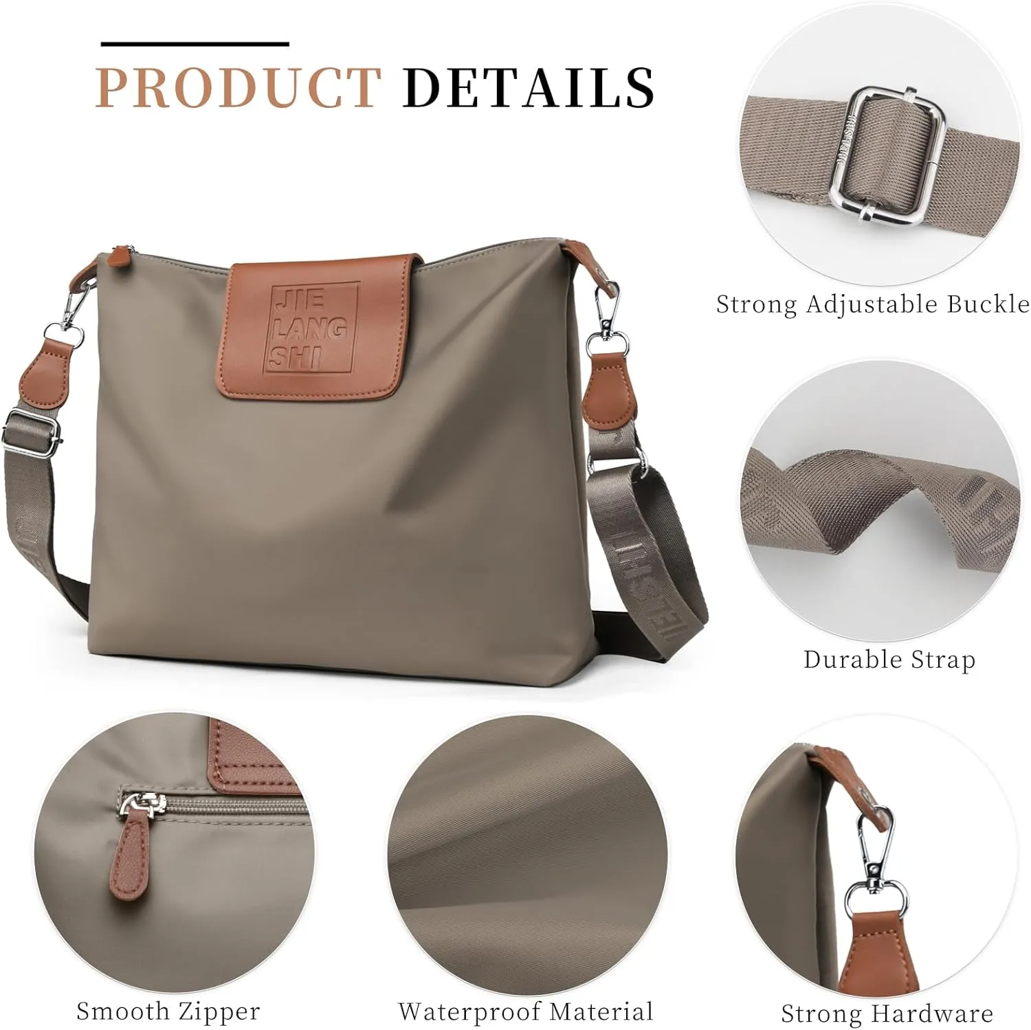 Large Crossbody Bag for Women Fabric Nylon Casual Commuter Bag Trendy Fashion Hobo Shoulder Bag Ladies Travel Handbag