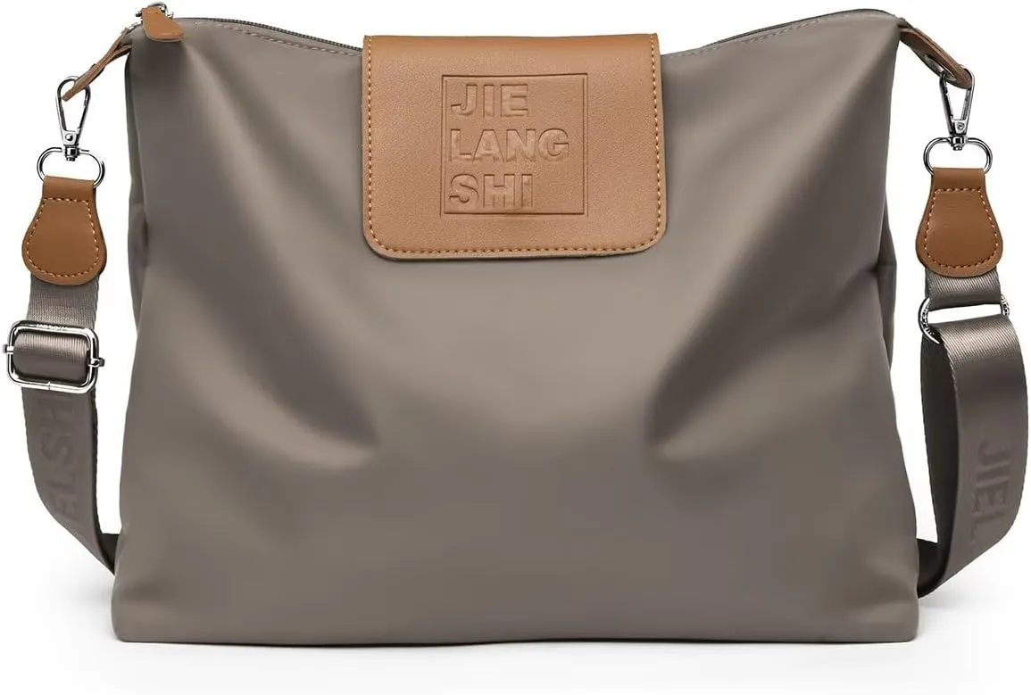 Large Crossbody Bag for Women Fabric Nylon Casual Commuter Bag Trendy Fashion Hobo Shoulder Bag Ladies Travel Handbag