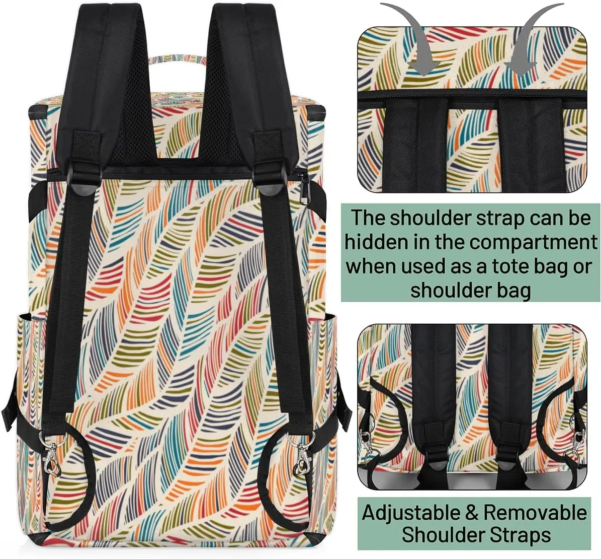 Large Sports Gym Bag With Shoe & Laptop Compartment 47L Waterproof Travel Duffel Bags for Men Women Abstract Feather Wave Luggage Backpack Duffle Bag