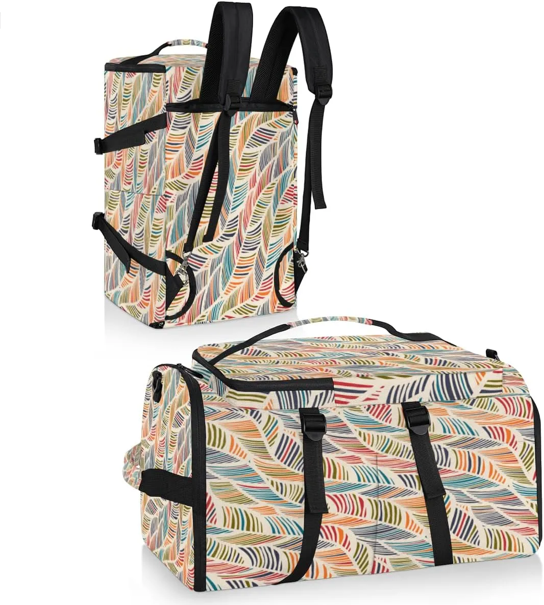 Large Sports Gym Bag With Shoe & Laptop Compartment 47L Waterproof Travel Duffel Bags for Men Women Abstract Feather Wave Luggage Backpack Duffle Bag