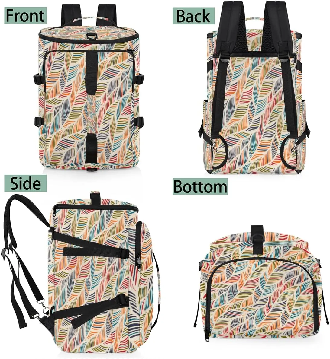 Large Sports Gym Bag With Shoe & Laptop Compartment 47L Waterproof Travel Duffel Bags for Men Women Abstract Feather Wave Luggage Backpack Duffle Bag