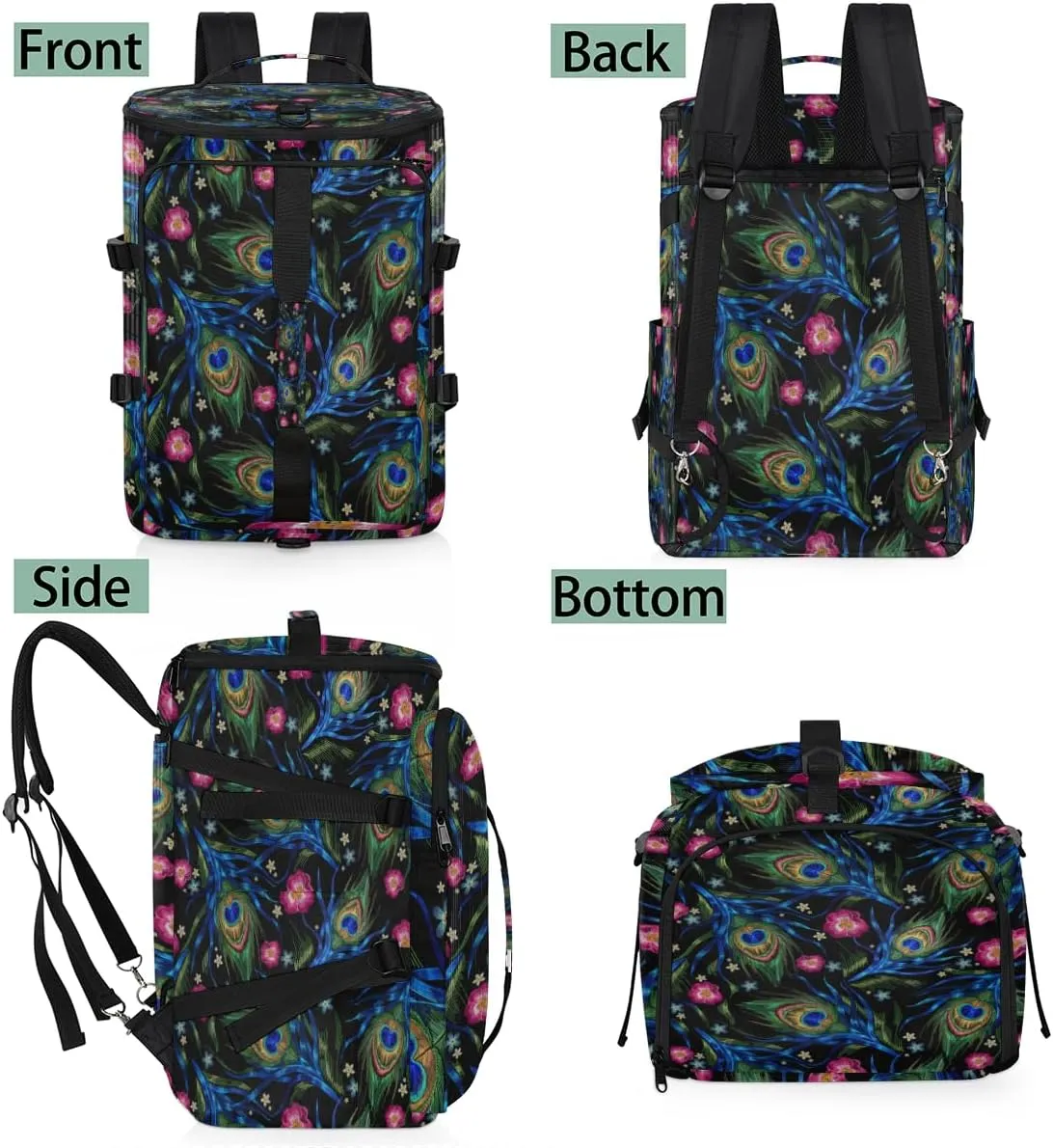 Large Sports Gym Bag With Shoe & Laptop Compartment 47L Waterproof Travel Duffel Bags for Men Women Bohemian Ethnic Feather Luggage Backpack Duffle Bag