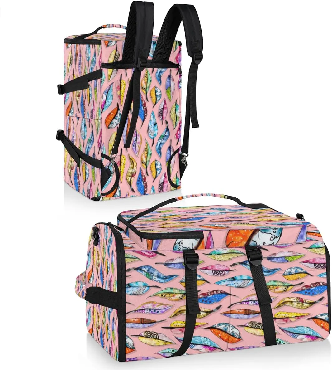 Large Sports Gym Bag With Shoe & Laptop Compartment 47L Waterproof Travel Duffel Bags for Men Women Rainbow Feather Luggage Backpack Duffle Bag