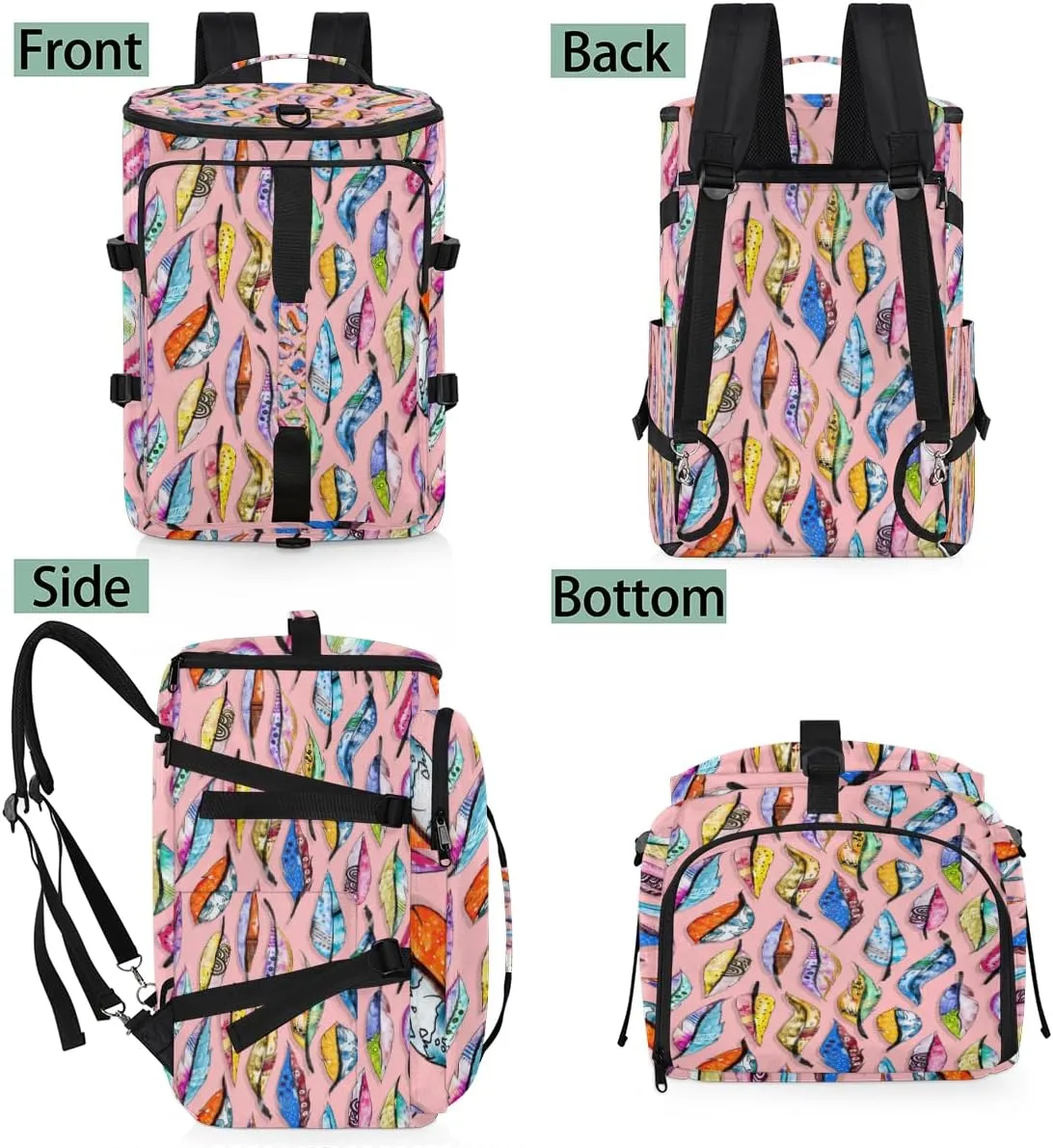 Large Sports Gym Bag With Shoe & Laptop Compartment 47L Waterproof Travel Duffel Bags for Men Women Rainbow Feather Luggage Backpack Duffle Bag