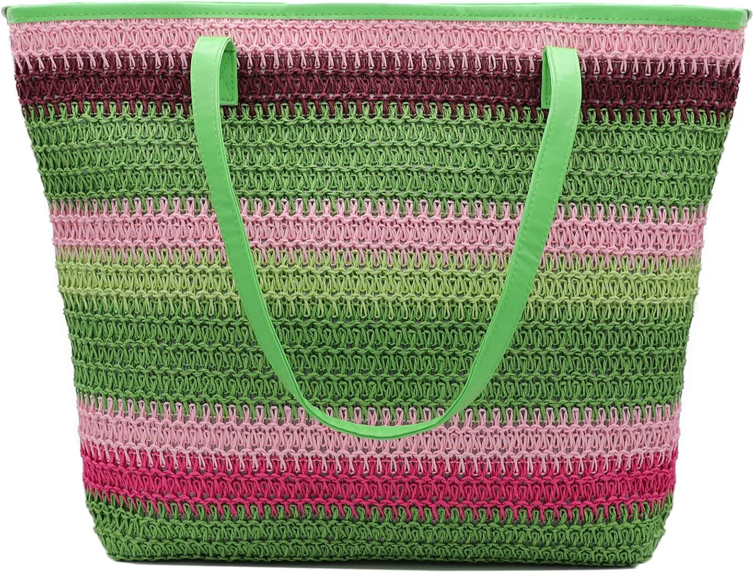 Large Straw Tote Bag for Women Rattan Woven Straw Beach Bag Purse Colored Stripe Shoulder Bags Handbag Summer