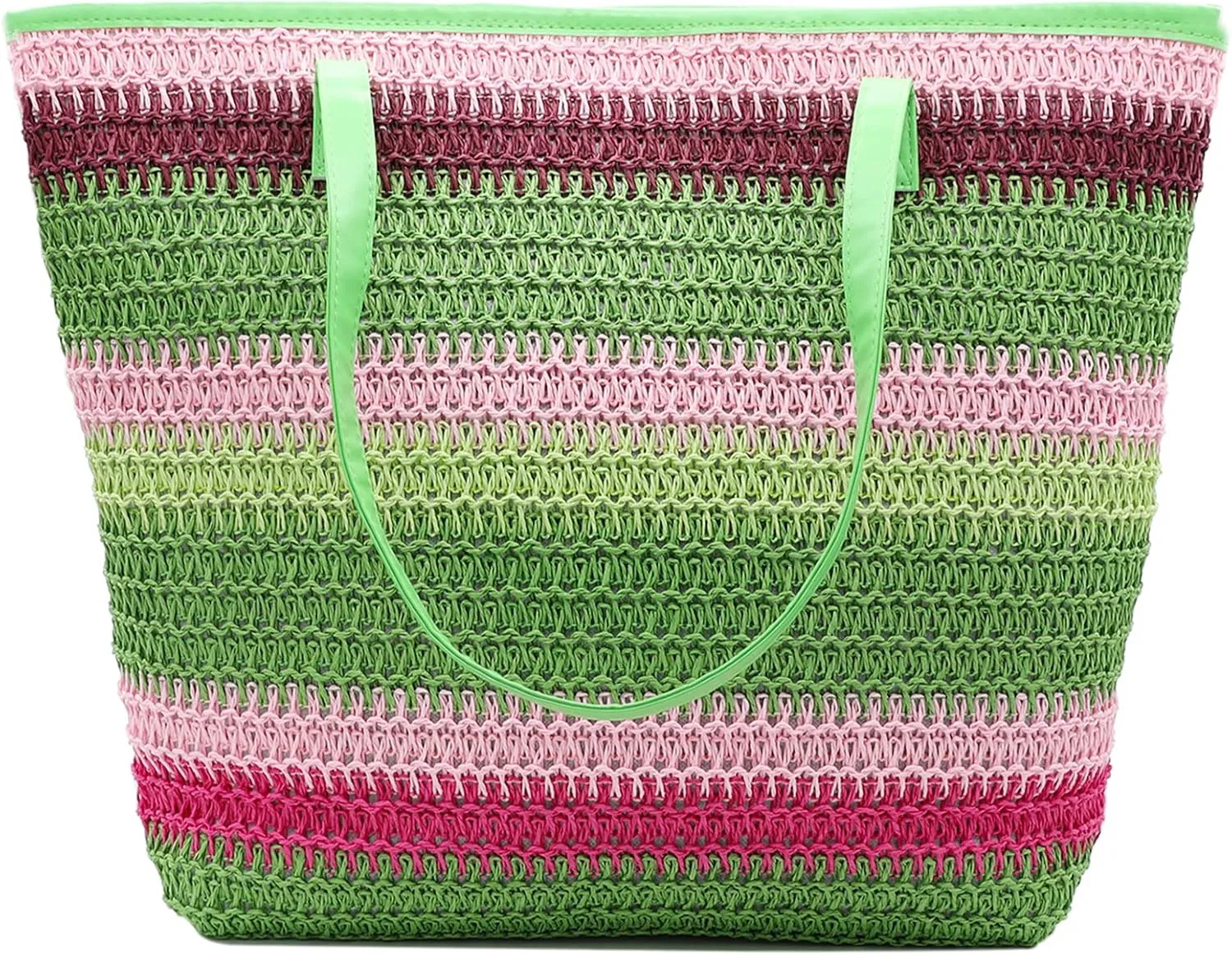 Large Straw Tote Bag for Women Rattan Woven Straw Beach Bag Purse Colored Stripe Shoulder Bags Handbag Summer