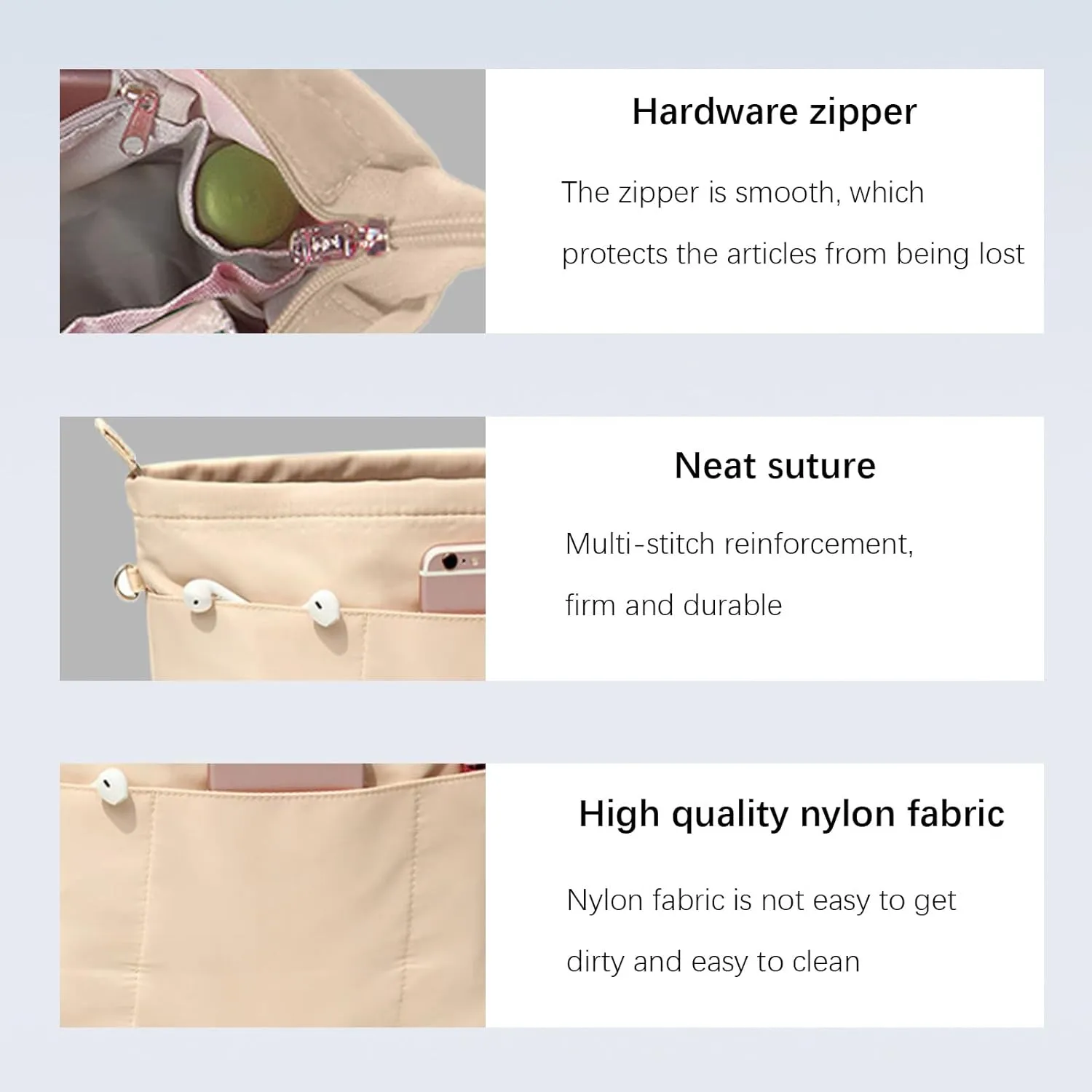 Lckaey purse organizer insert for neverfull gm mm graceful pm insert on the go purse organizer 3055khaki-XS
