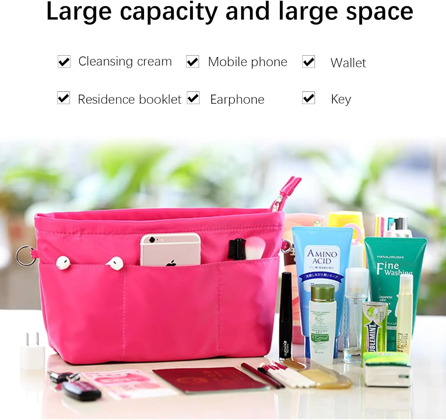 Lckaey purse organizer insert for neverfull gm mm graceful pm insert on the go purse organizer 3055red-XS