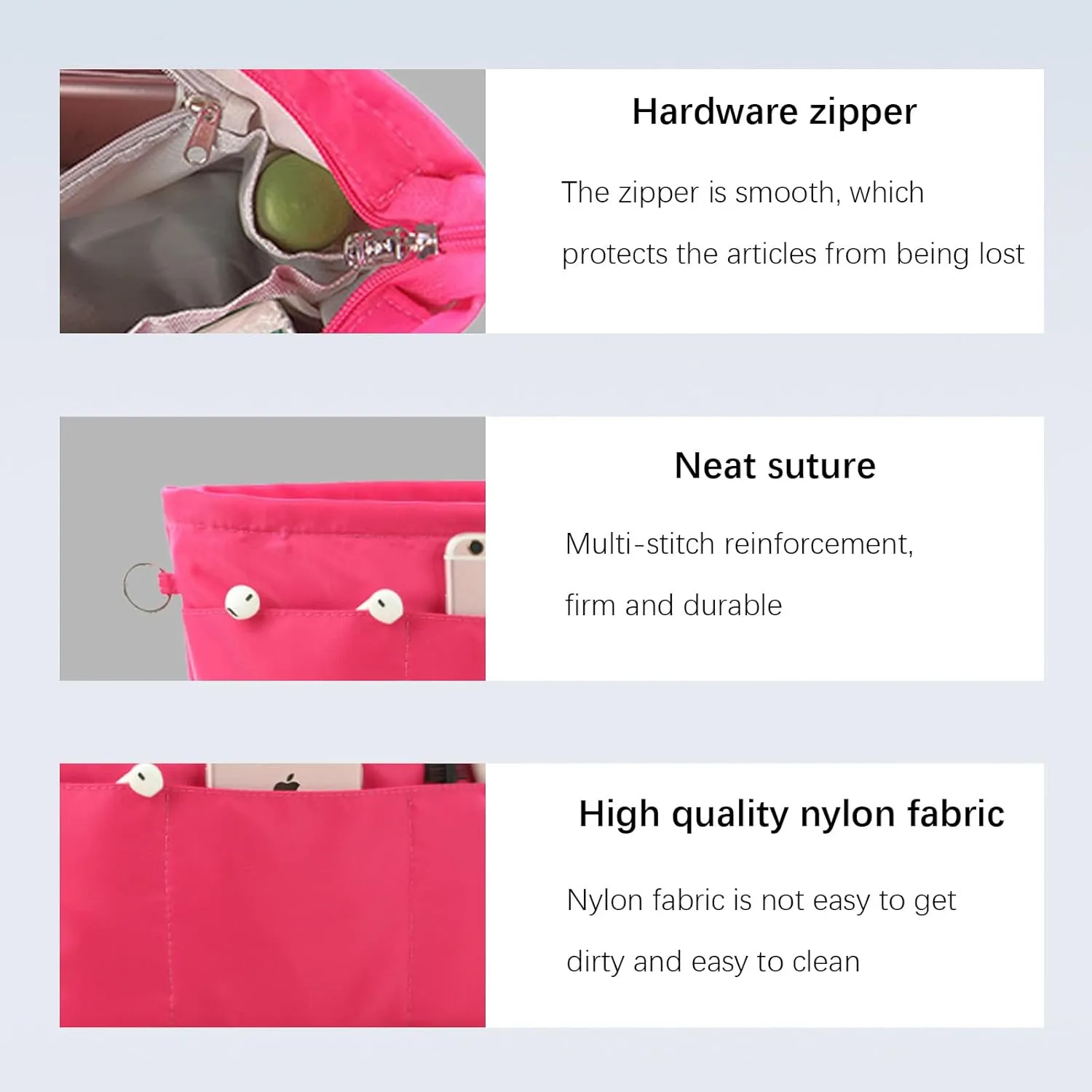 Lckaey purse organizer insert for neverfull gm mm graceful pm insert on the go purse organizer 3055red-XS
