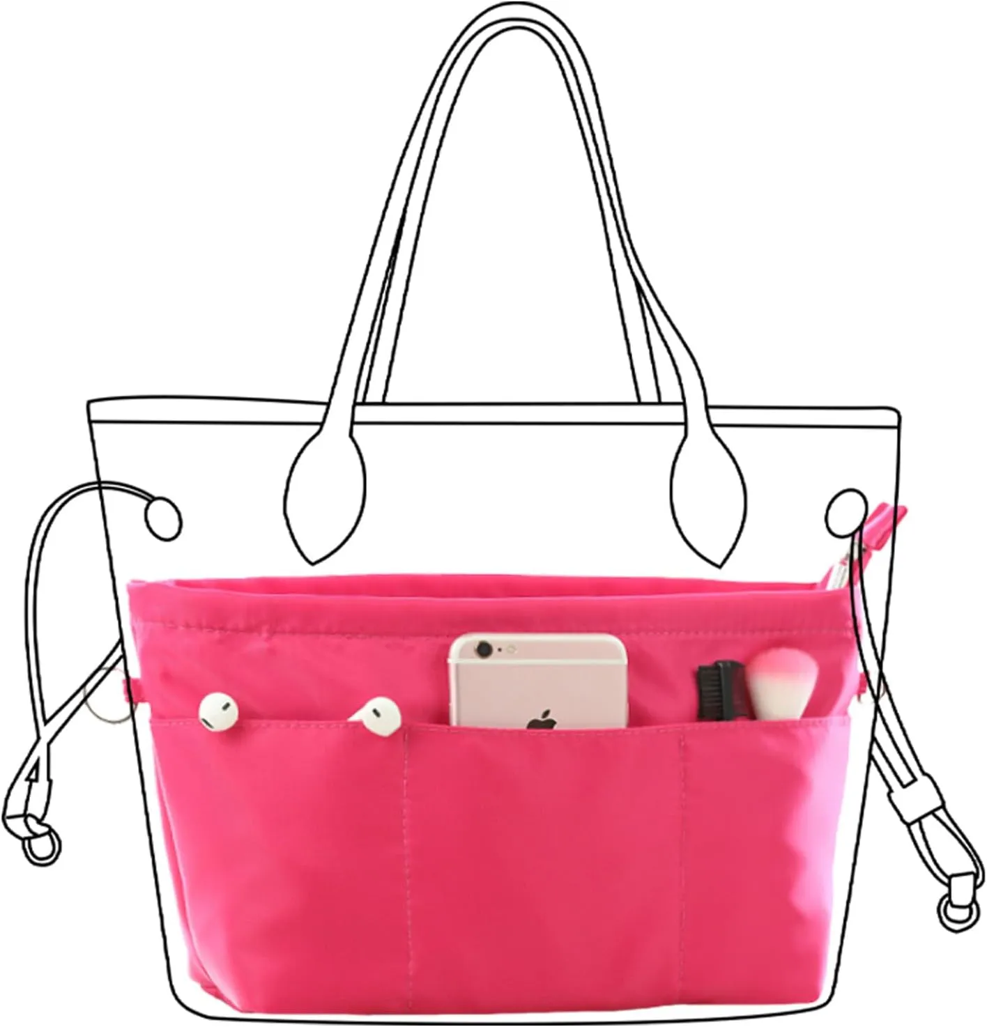 Lckaey purse organizer insert for neverfull gm mm graceful pm insert on the go purse organizer 3055red-XS