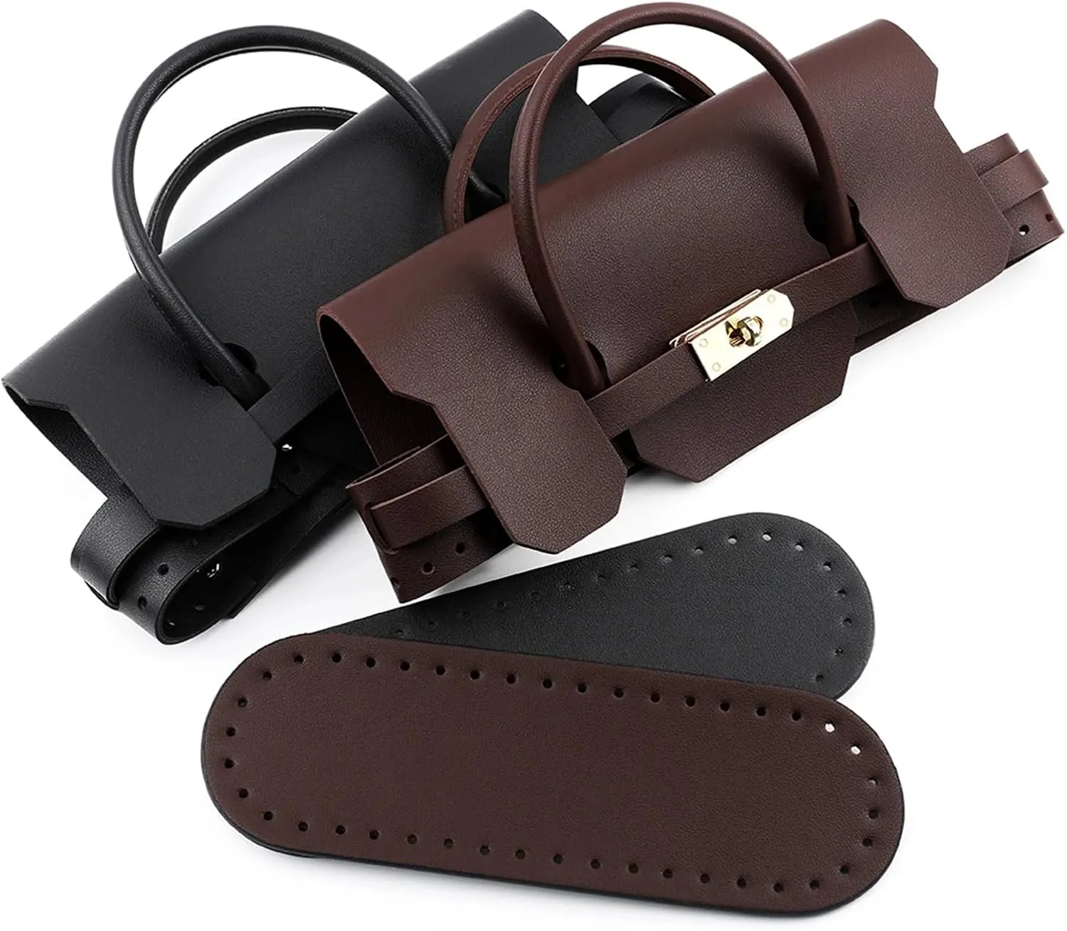 Leather Bag Making Kit For Women Luxury DIY Bag Kit Sewing Handbag Shoulder Bag Strap Handmade PU Leather Messenger Bag Set With Bag Bottoms Accessories For Diy Craft Bag Making Crossbody Handbag(Coff