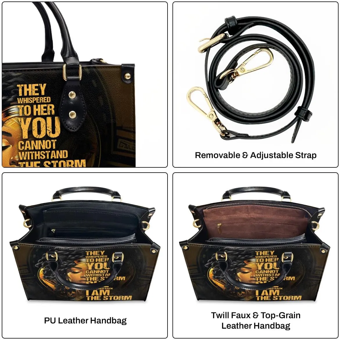 Leather Handbag For Black Women - Tote Bags For Women - Christmas Gifts For Women, Christmas Purse For Women