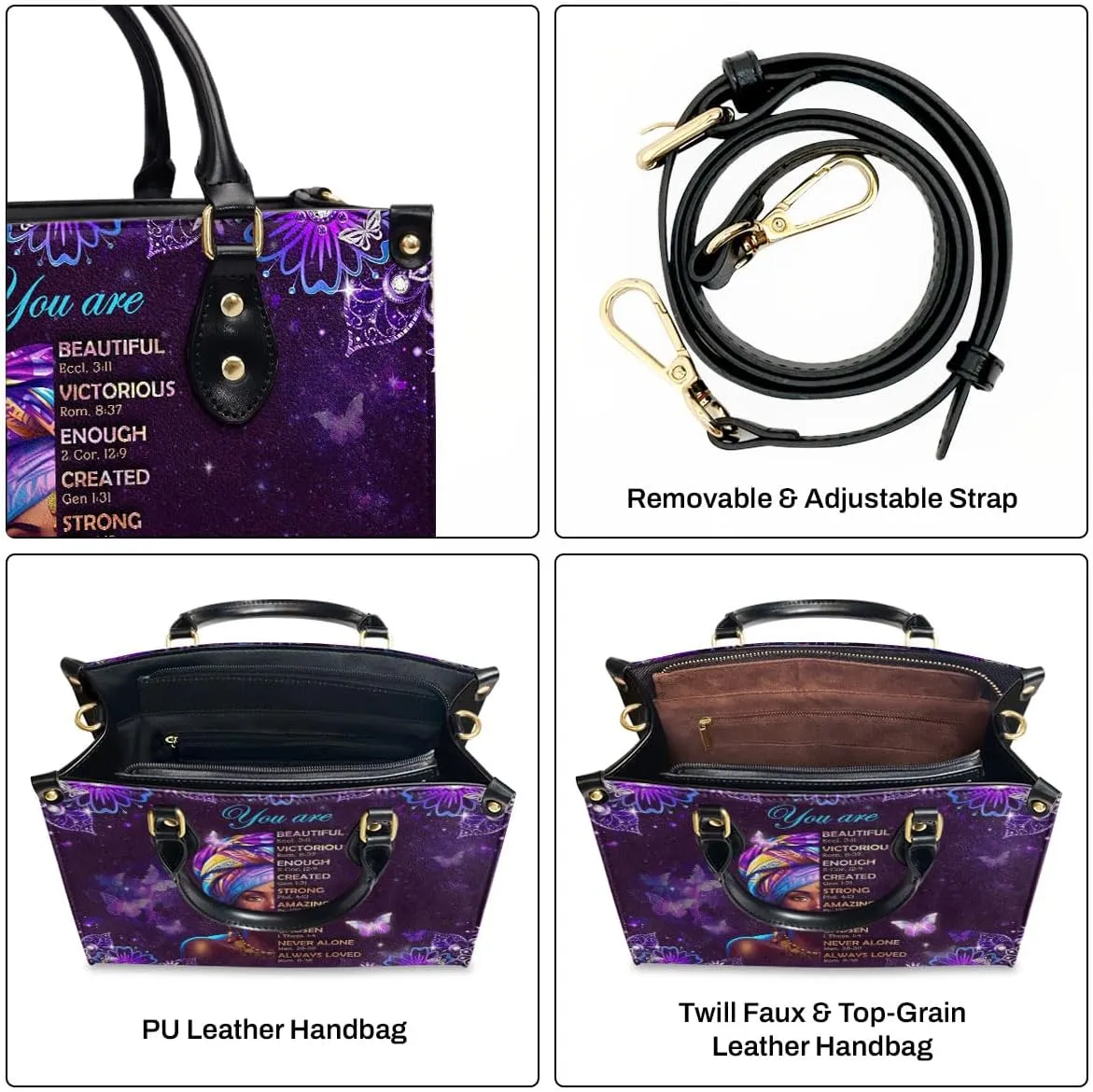 Leather Handbag For Black Women - Tote Bags For Women - Christmas Gifts For Women, Christmas Purse For Women