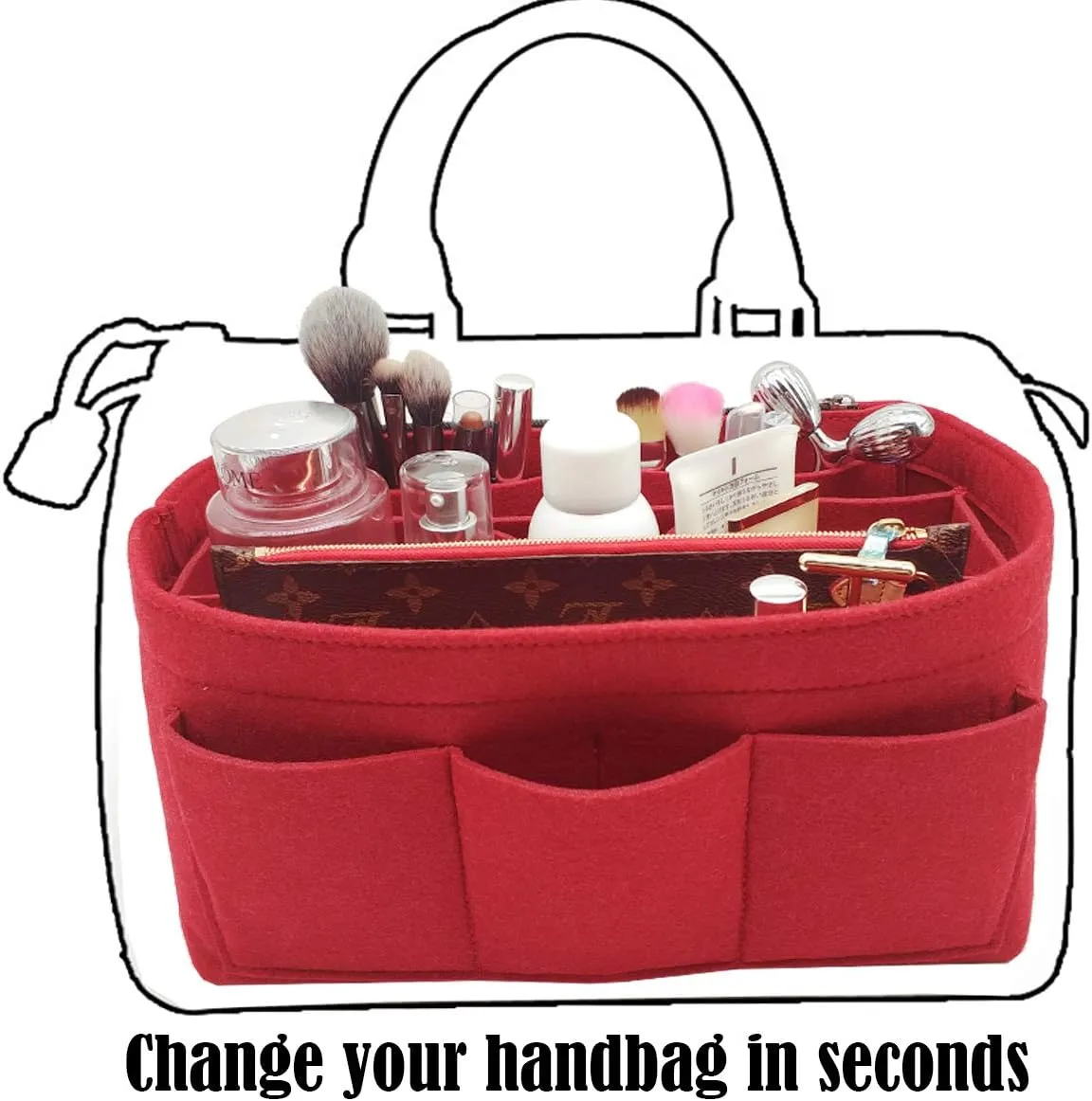 LEXSION Felt Purse Insert Bag Organizer Bag In Bag For Handbag Purse Organizer Fits Speedy Neverfull