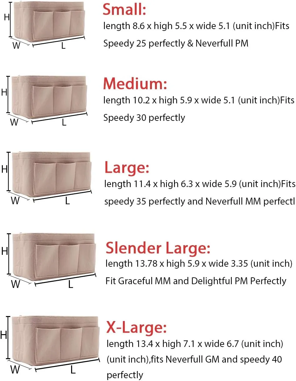 LEXSION Felt Purse Insert Bag Organizer Bag In Bag For Handbag Purse Organizer Fits Speedy Neverfull
