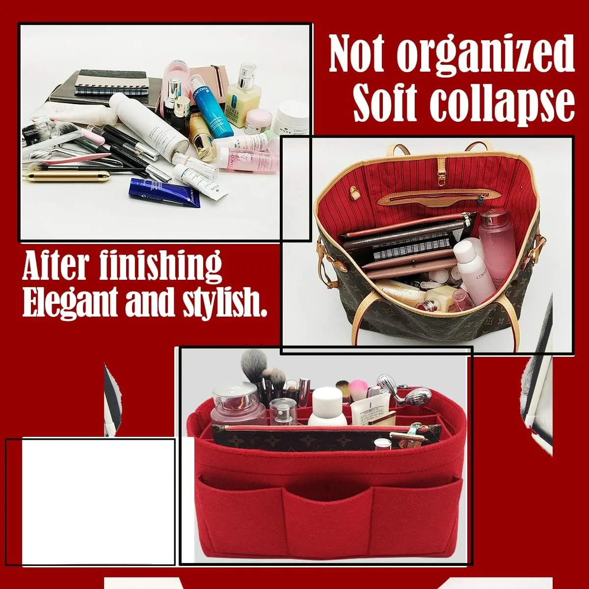 LEXSION Felt Purse Insert Bag Organizer Bag In Bag For Handbag Purse Organizer Fits Speedy Neverfull