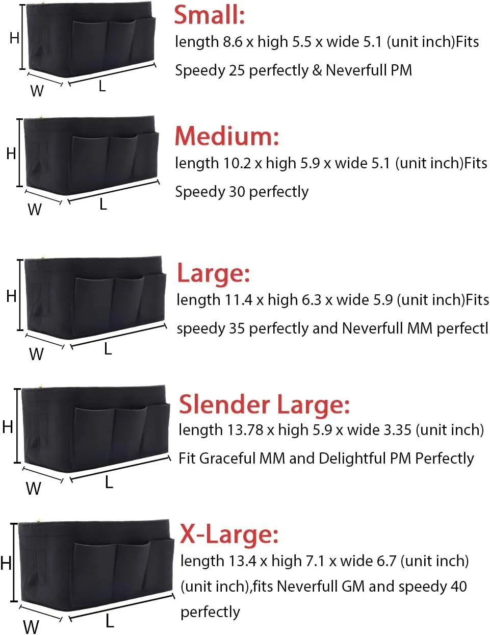 LEXSION Felt Purse Insert Bag Organizer Bag In Bag For Handbag Purse Organizer Fits Speedy Neverfull