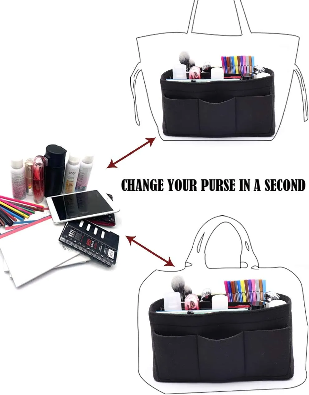 LEXSION Felt Purse Insert Bag Organizer Bag In Bag For Handbag Purse Organizer Fits Speedy Neverfull