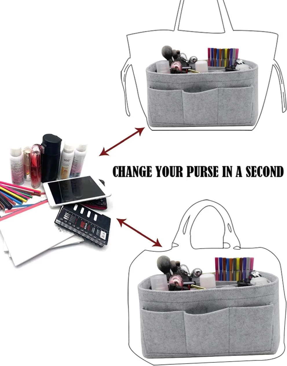 LEXSION Felt Purse Insert Bag Organizer Bag In Bag For Handbag Purse Organizer Fits Speedy Neverfull