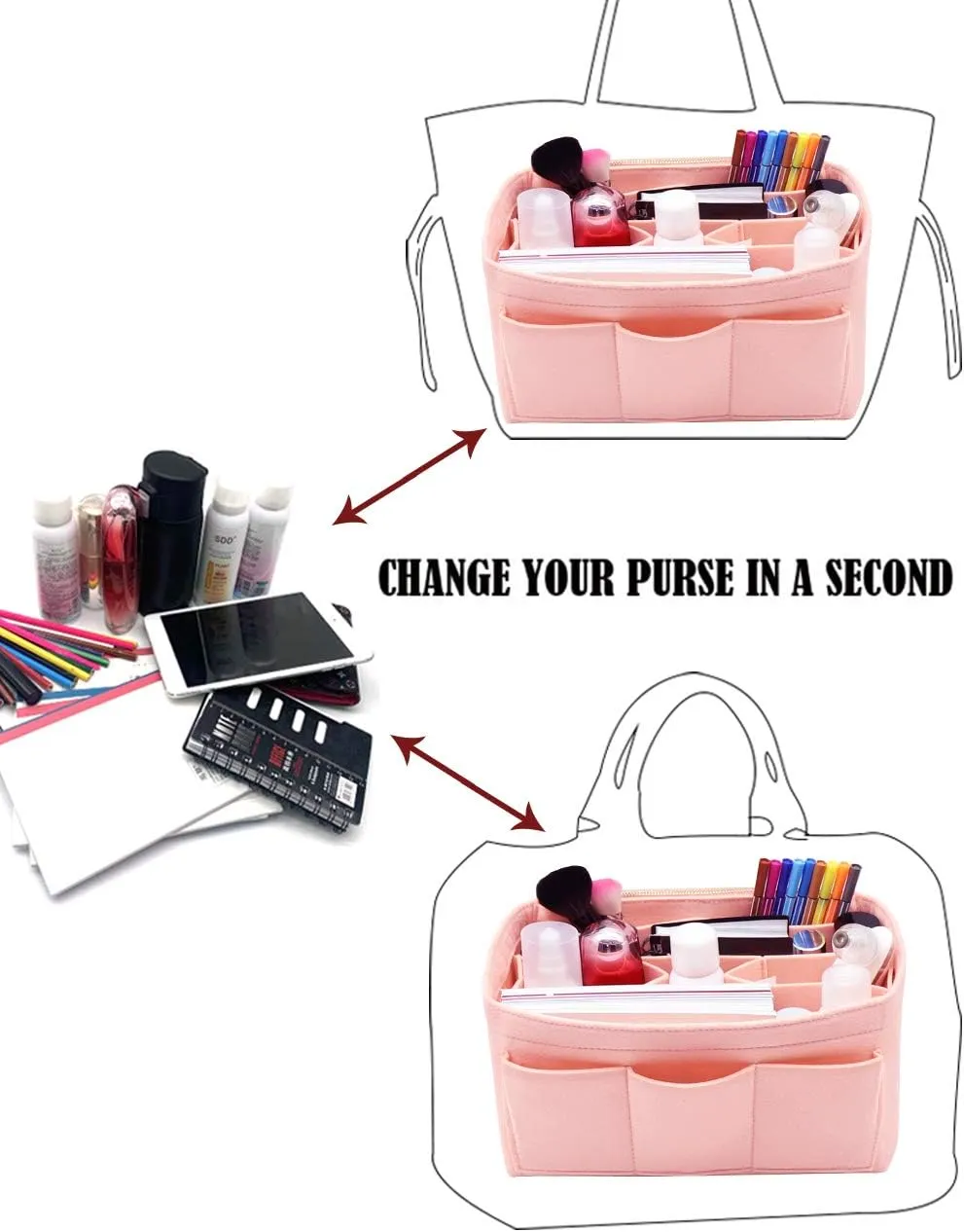 LEXSION Felt Purse Insert Bag Organizer Bag In Bag For Handbag Purse Organizer Fits Speedy Neverfull