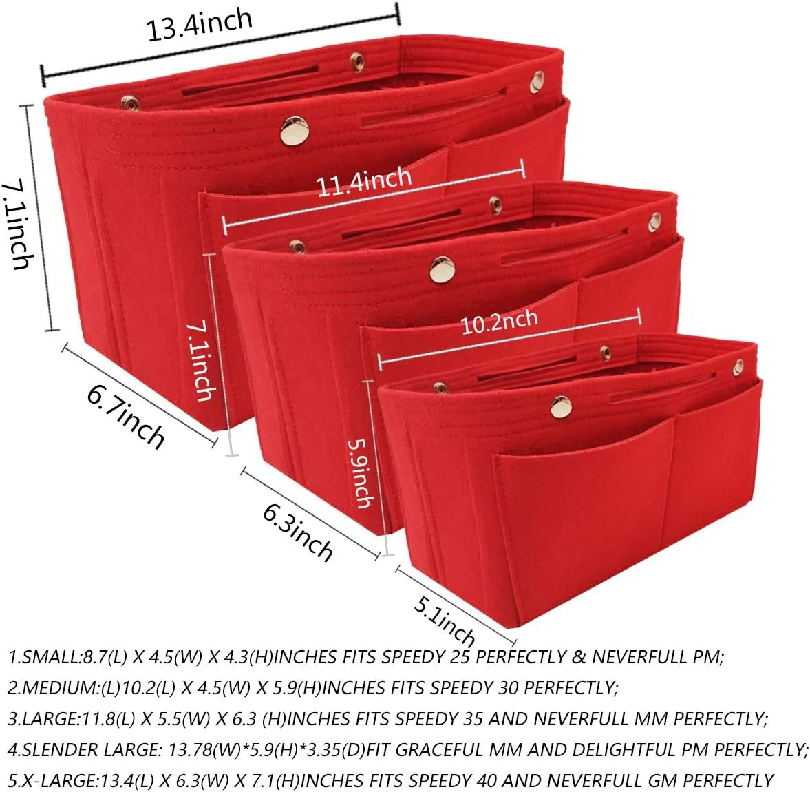 LEXSION Felt Purse Organizer Insert - Multi Pocket Bag in Bag Organizer Shaper