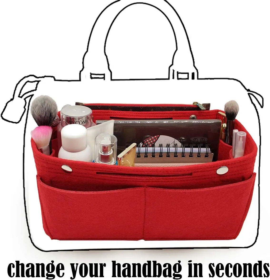 LEXSION Felt Purse Organizer Insert - Multi Pocket Bag in Bag Organizer Shaper