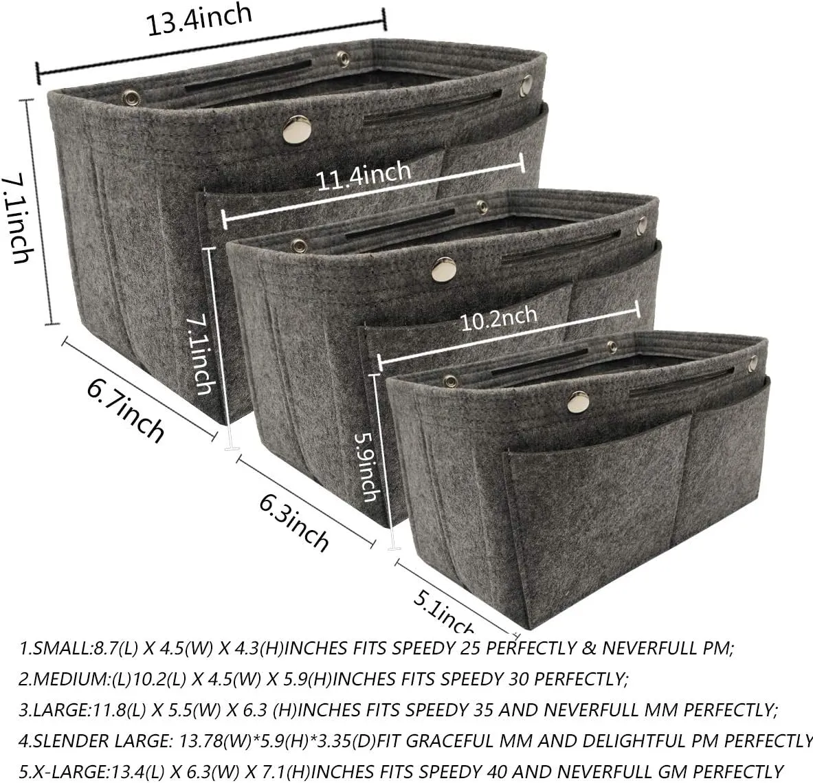 LEXSION Felt Purse Organizer Insert - Multi Pocket Bag in Bag Organizer Shaper