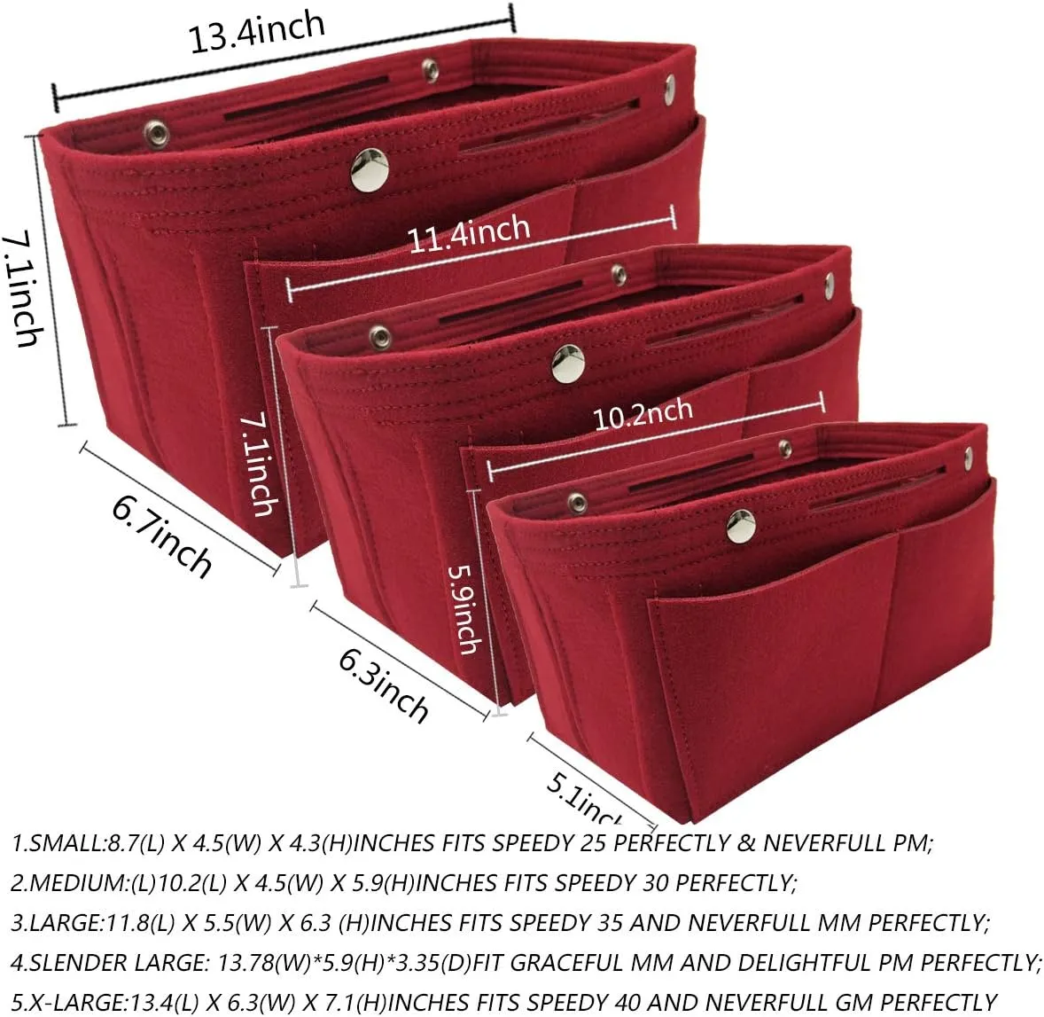 LEXSION Felt Purse Organizer Insert - Multi Pocket Bag in Bag Organizer Shaper