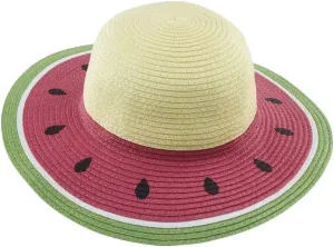 LIFKOME Straw Woven Beach Hat for Adults Wide Brim Straw Sun Hat Watermelon Design Sun for Outdoor Activities Multi
