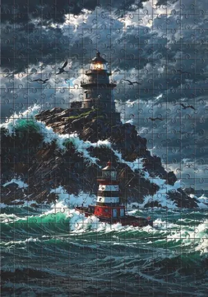 Lighthouse 500 Piece Jigsaw Puzzle Adults Fishing Boats Returning from The Storm Challenging Educational Game Fun Family Activities Puzzle Floor Props Kid Gift Unzip Toy Wooden Puzzles