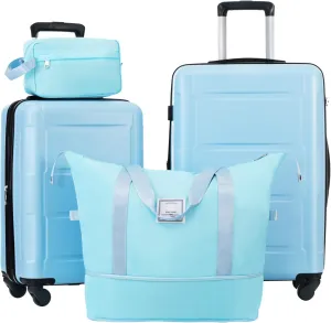 Lightweight 2 Piece Luggage Set for Stress-Free Travel, Expandable with Spinner Wheels, Includes Stylish Travel Bags, Light Blue