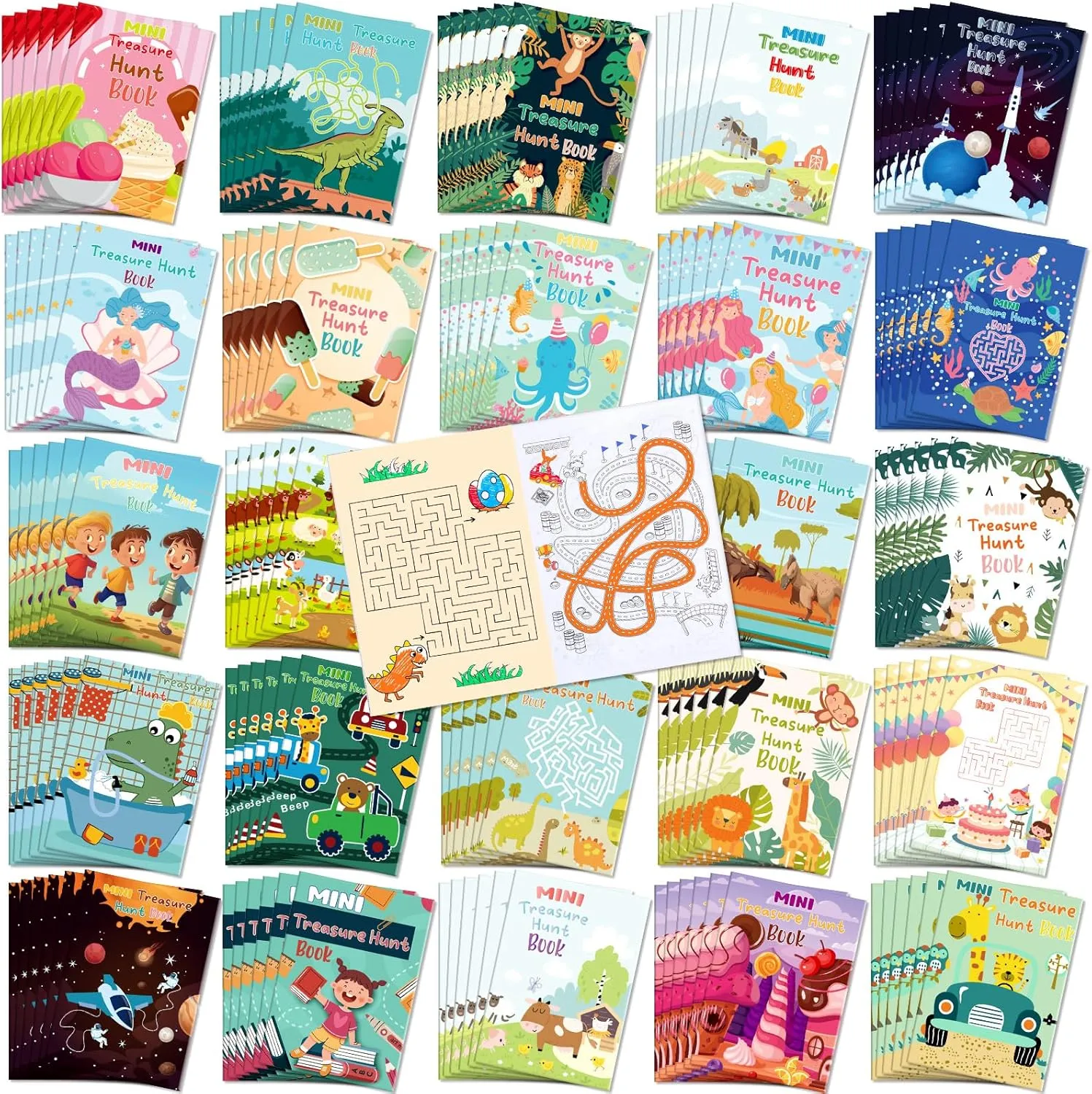Liliful 144 Pcs Treasure Hunt Maze Books for Kids Maze Activity Book Fun Games for Toddlers Children Kids Problem Solving Party Favors Puzzle Travel Gift Bag Fillers Birthday (Classic Style)