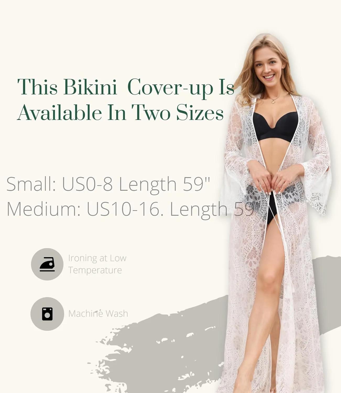 LIPOSA Lace Beach Cover-Ups Sheer Boho Crochet Knitted Casual Bell Sleeves Open Front Long Cardigans Swimsuit Kimono