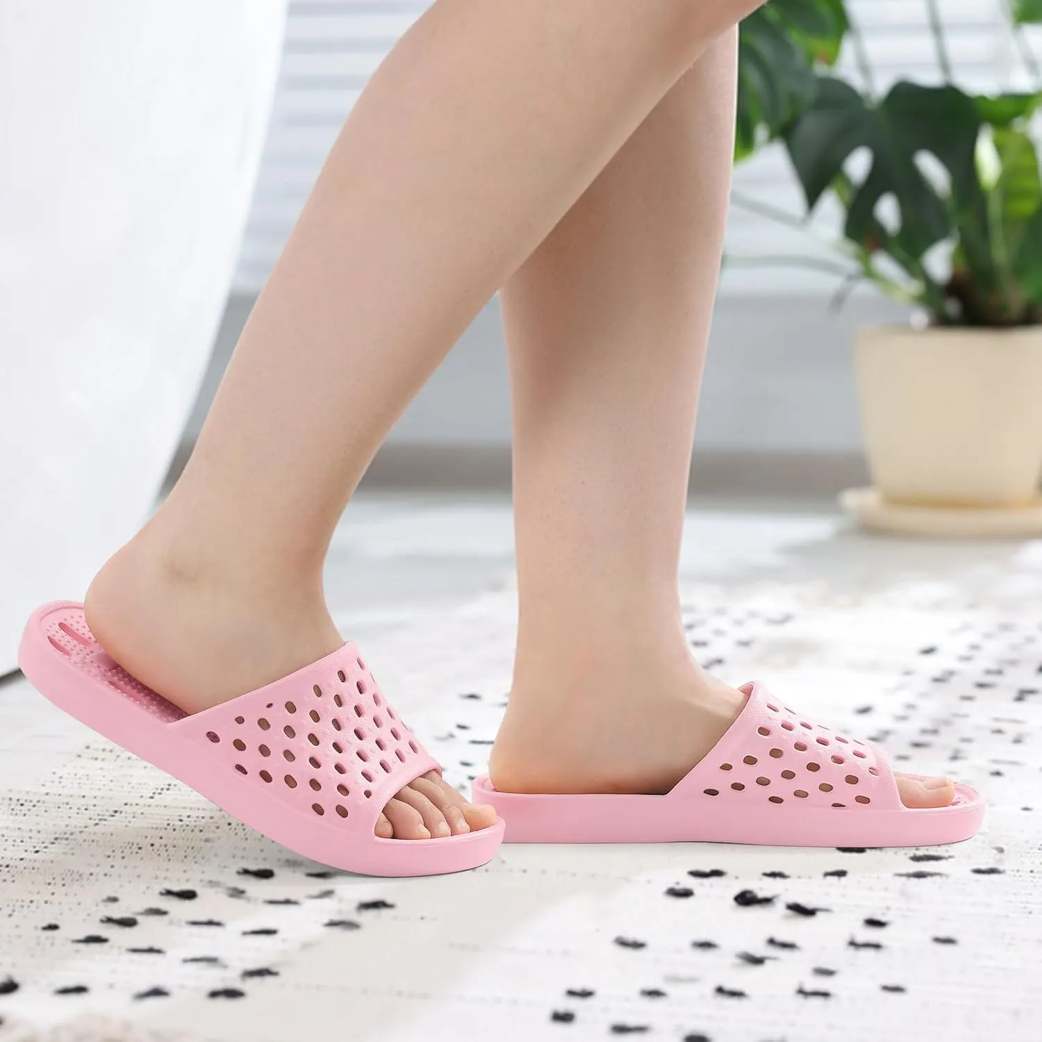 Litfun Shower Shoes for Women Non-Slip Quick Dry Shower Slippers Lightweight Pool Sandals with Drain Holes for College Dorm, Beach, Bathroom & Gym