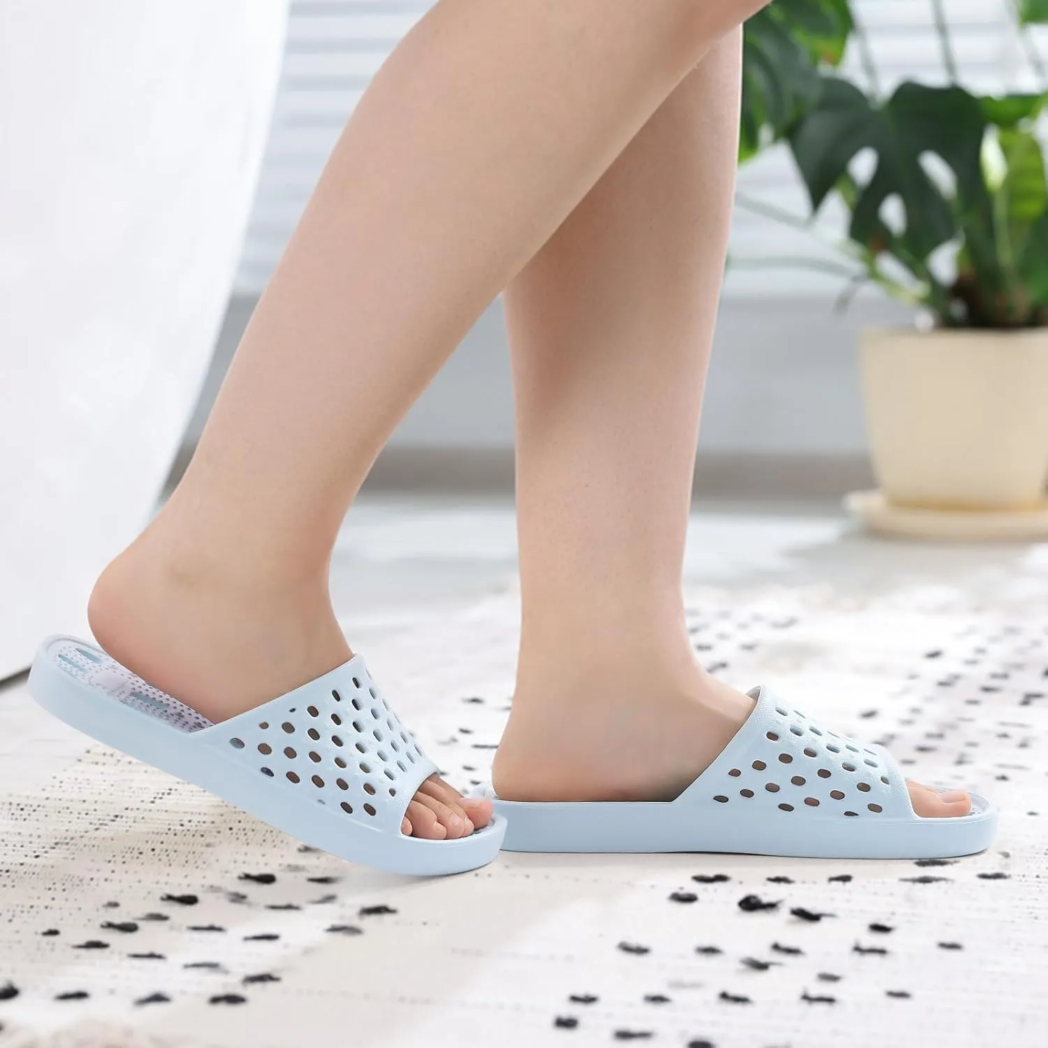 Litfun Shower Shoes for Women Non-Slip Quick Dry Shower Slippers Lightweight Pool Sandals with Drain Holes for College Dorm, Beach, Bathroom & Gym