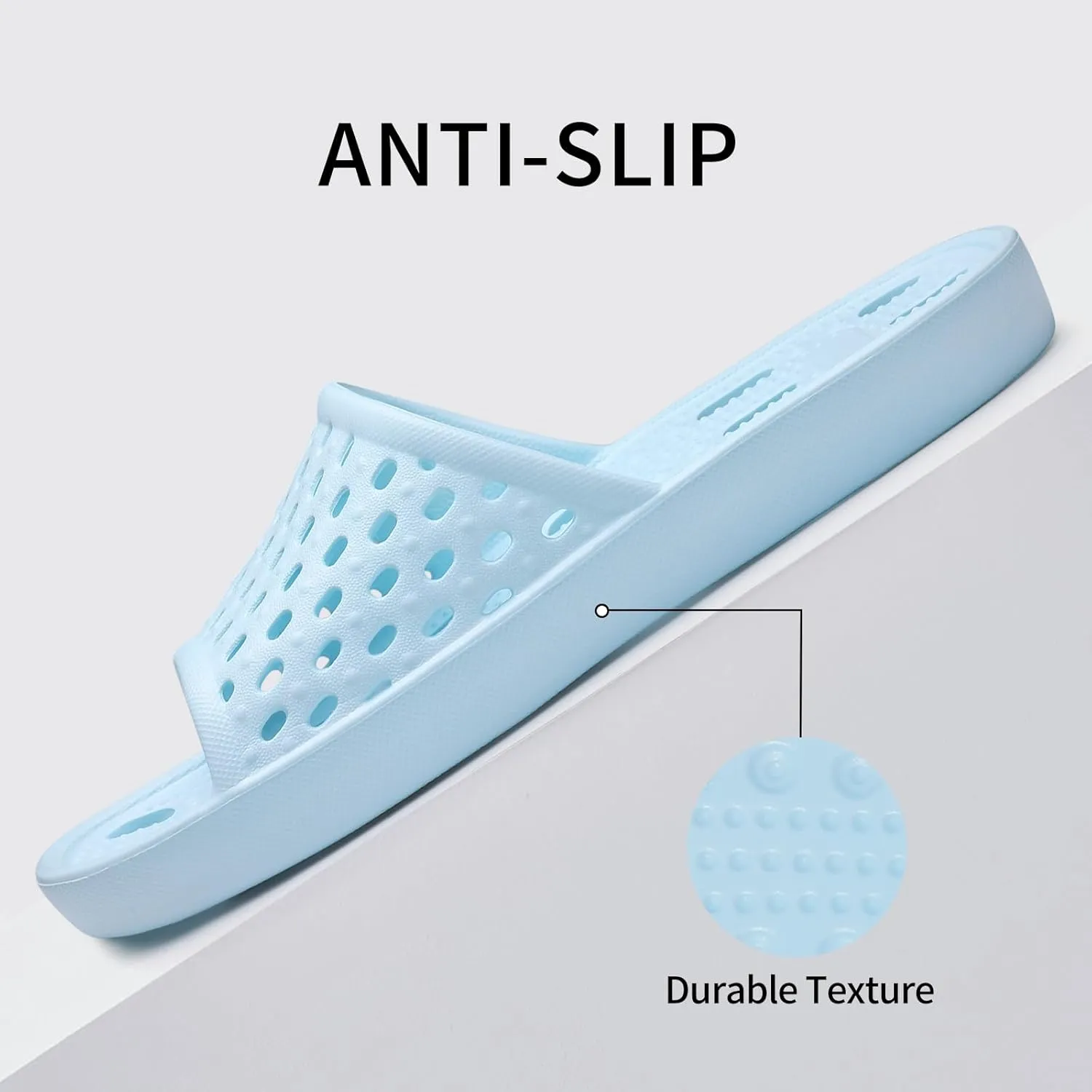 Litfun Shower Shoes for Women Non-Slip Quick Dry Shower Slippers Lightweight Pool Sandals with Drain Holes for College Dorm, Beach, Bathroom & Gym